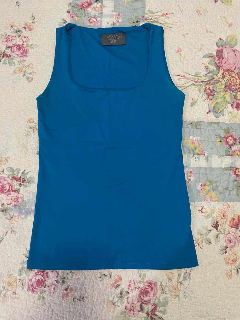 Zara Bright Teal Scoop Neck Tank Top